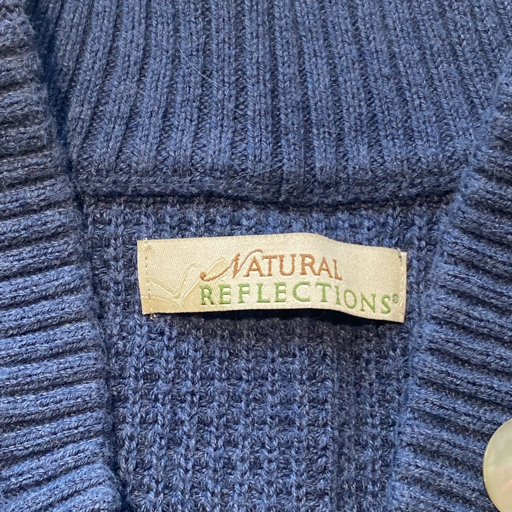 GOOD- Size S Women’s Natural Reflections 1/4 Button Pullover Sweater Cotton Navy - Picture 6 of 8